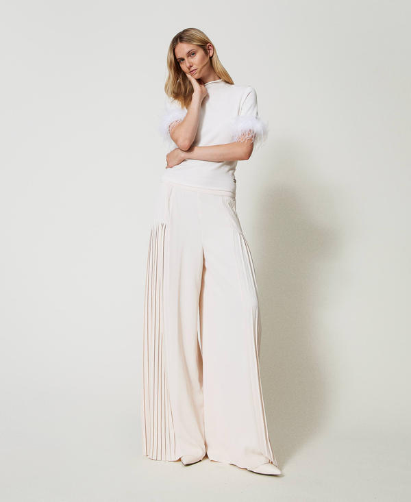Pleated georgette palazzo trousers