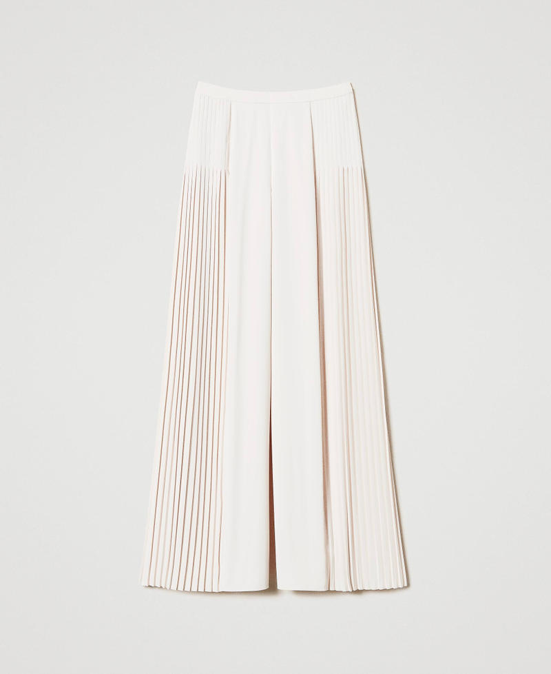 Pleated georgette palazzo trousers Old White Woman 242TP2292_11748_S0