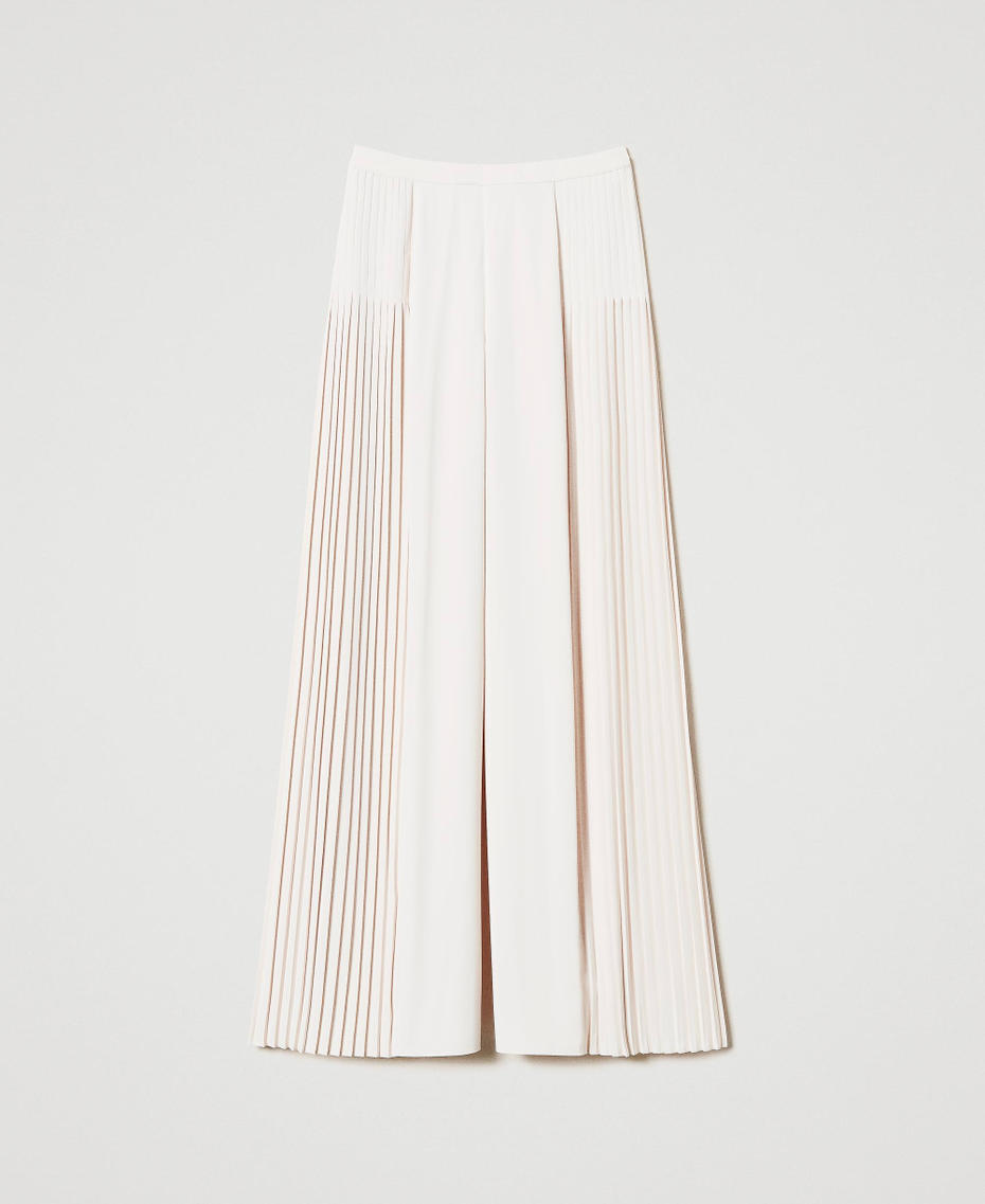 Pleated georgette palazzo trousers Old White Woman 242TP2292_11748_S0