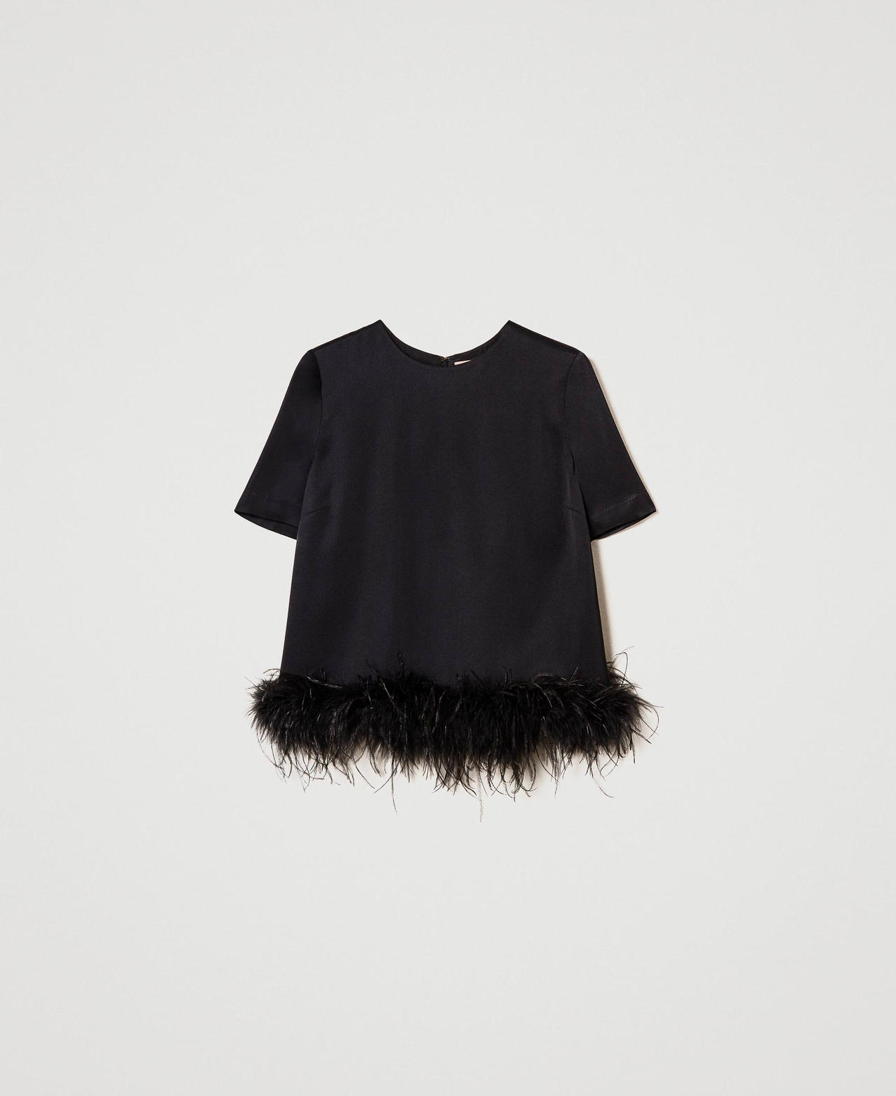 Scee by twin set Blusa in raso con piume