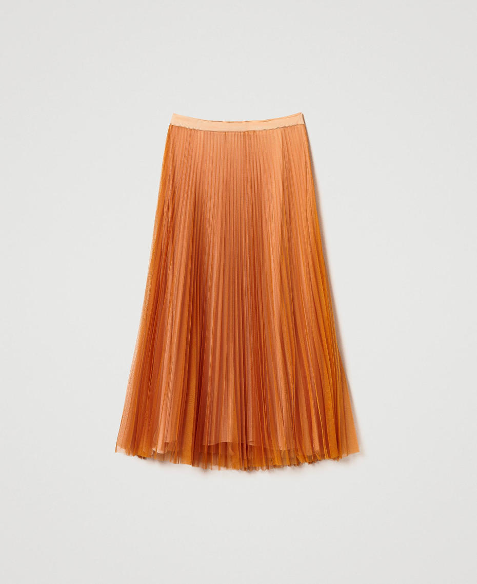 Pleated tulle long skirt Tenn&egrave; Orange Woman 242TP2372_11749_S0