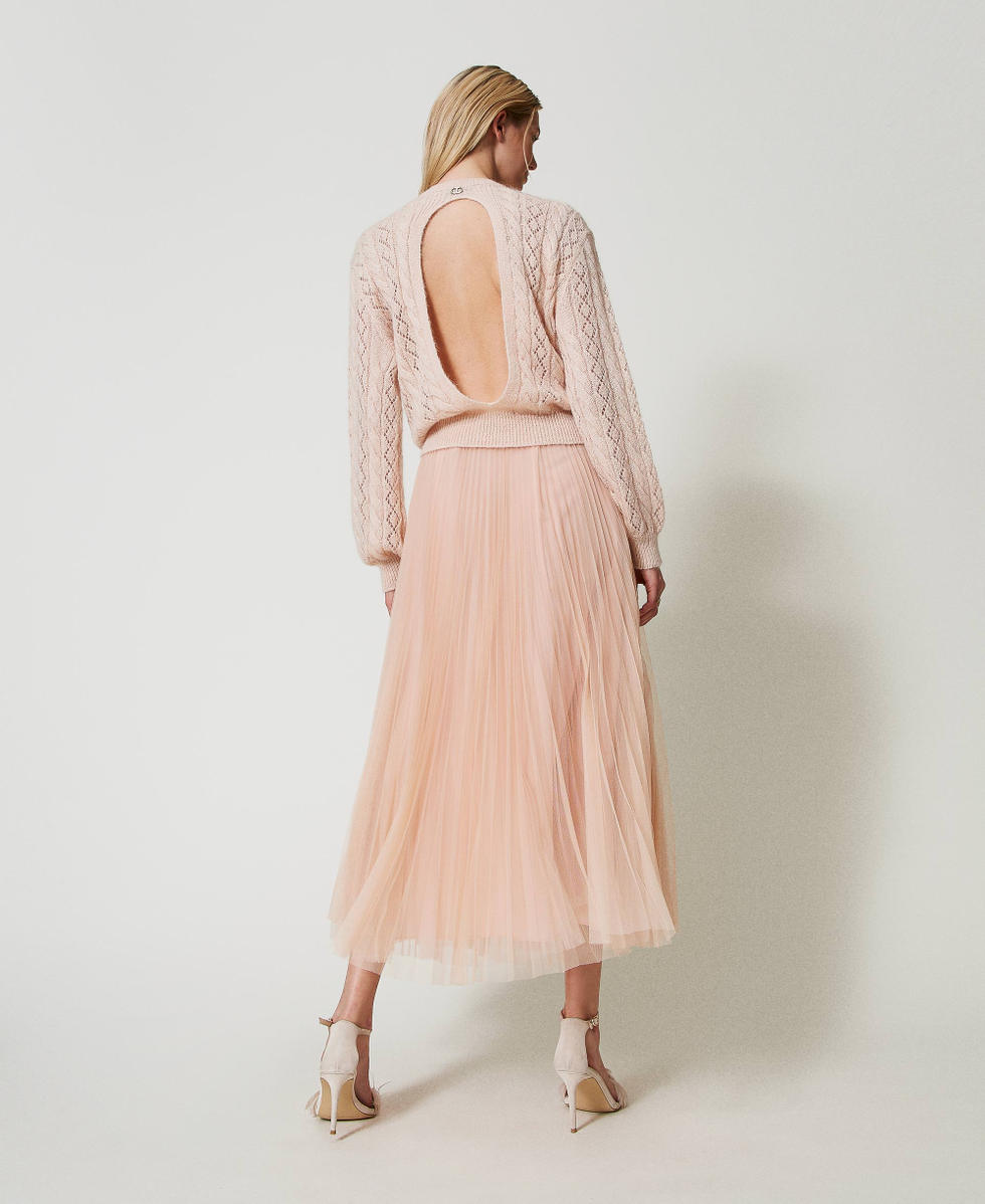 Falda midi de tul plisada