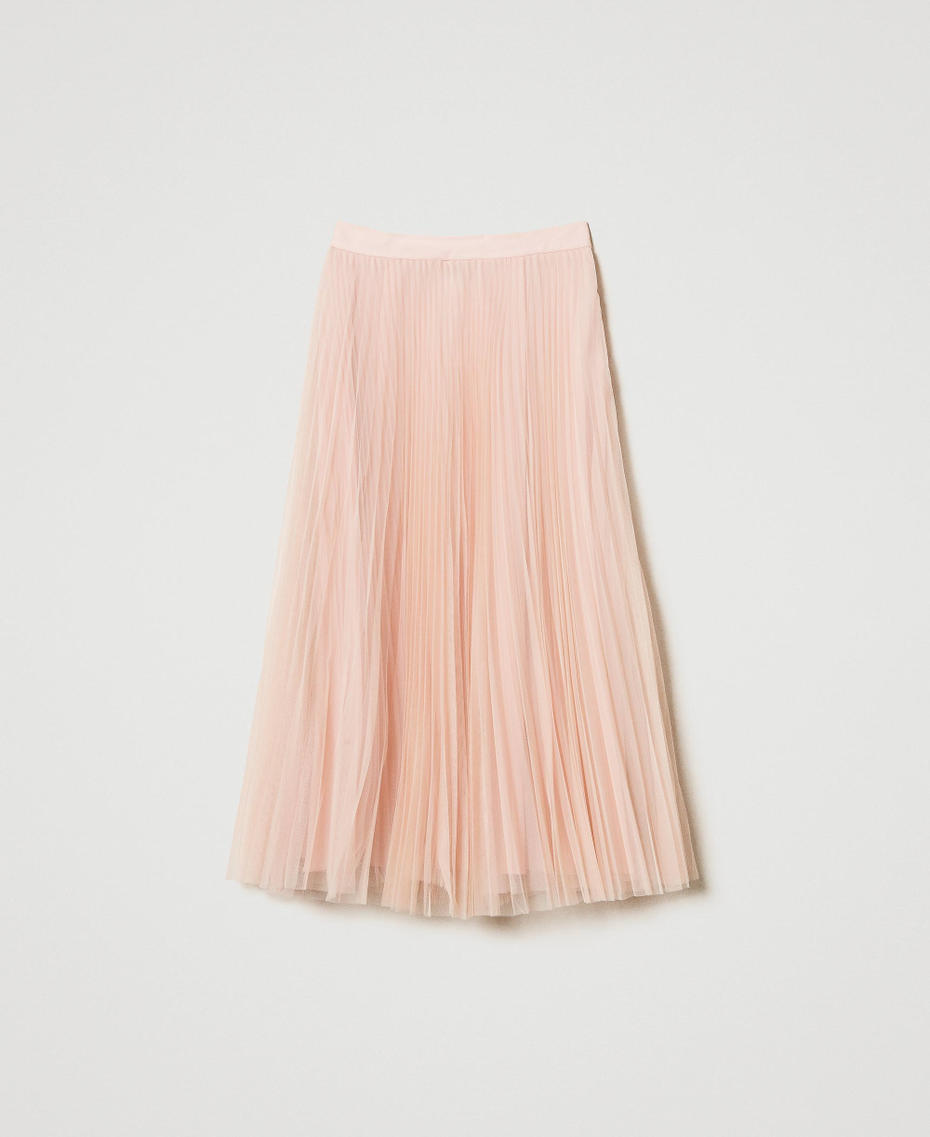 Pleated tulle long skirt Light Nude Woman 242TP2372_11801_S0