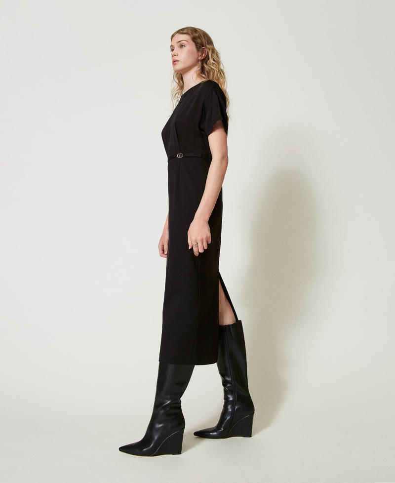 Midi dress with Oval T waist strap Black Woman 242TP2402_00006_02