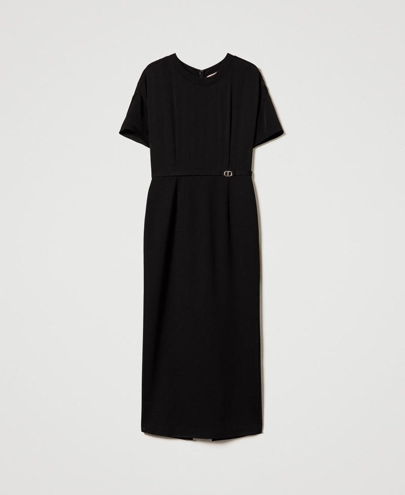 Midi dress with Oval T waist strap Black Woman 242TP2402_00006_S0