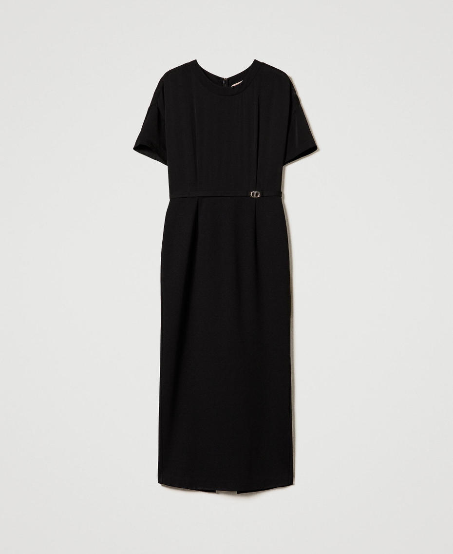 Midi dress with Oval T waist strap Black Woman 242TP2402_00006_S0