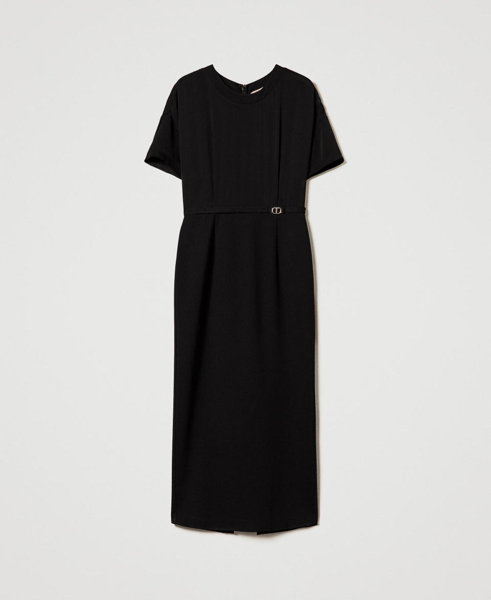 Midi dress with Oval T waist strap Black Woman 242TP2402_00006_S0