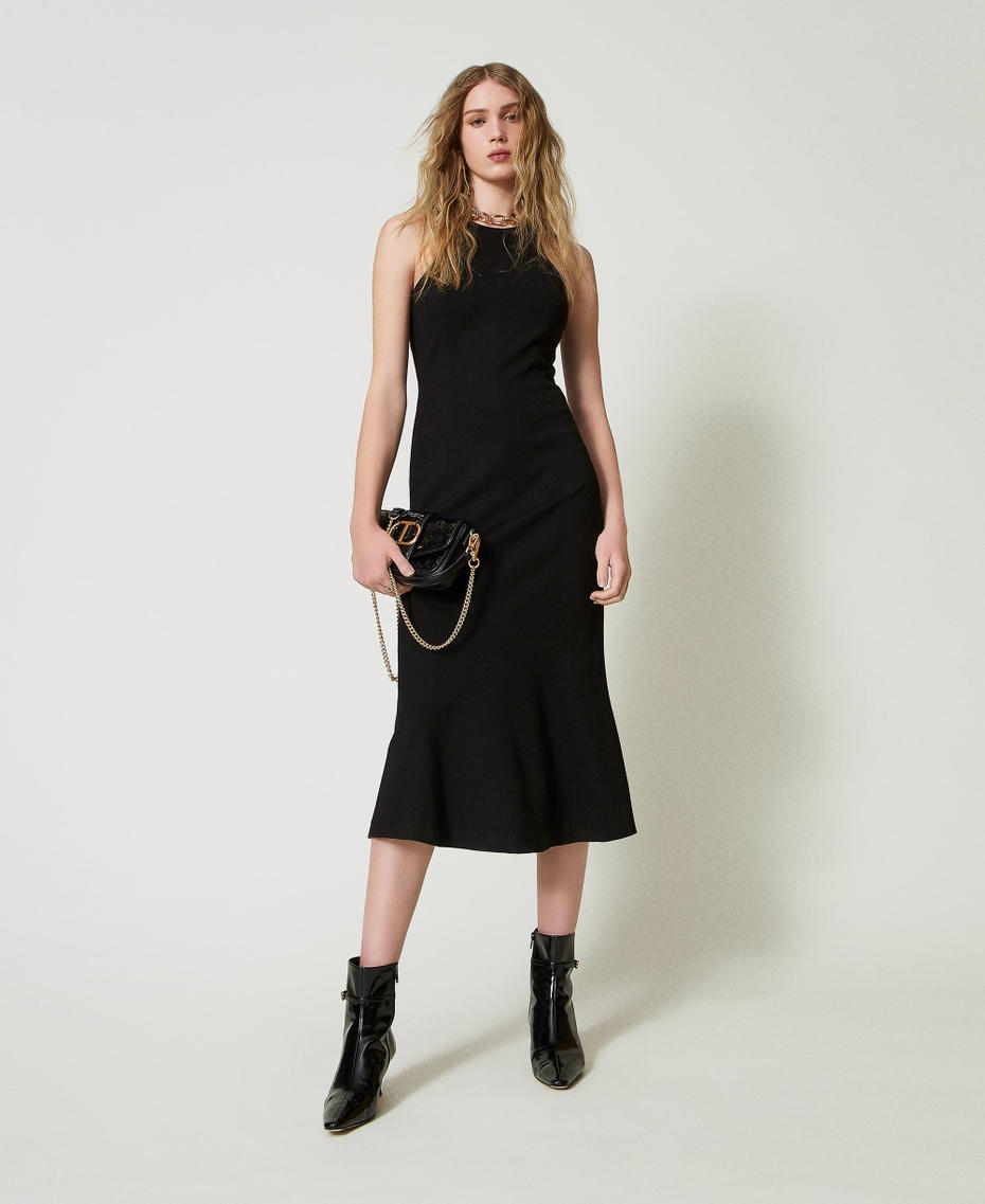 Midi dress with halter neck Black Woman 242TP2403_00006_0T