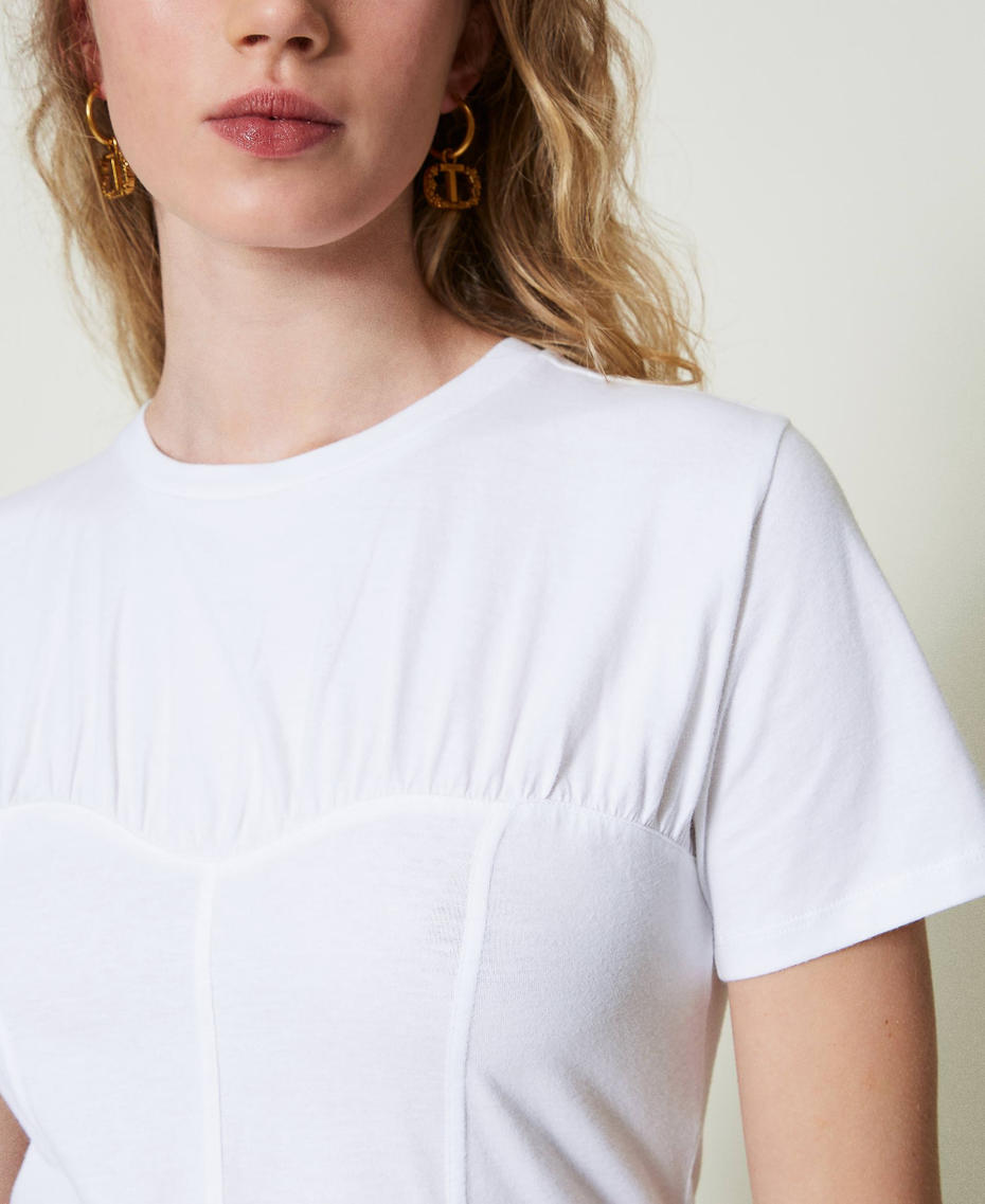 T-shirt avec construction bustier Blanc Femme 242TP2440_00001_04