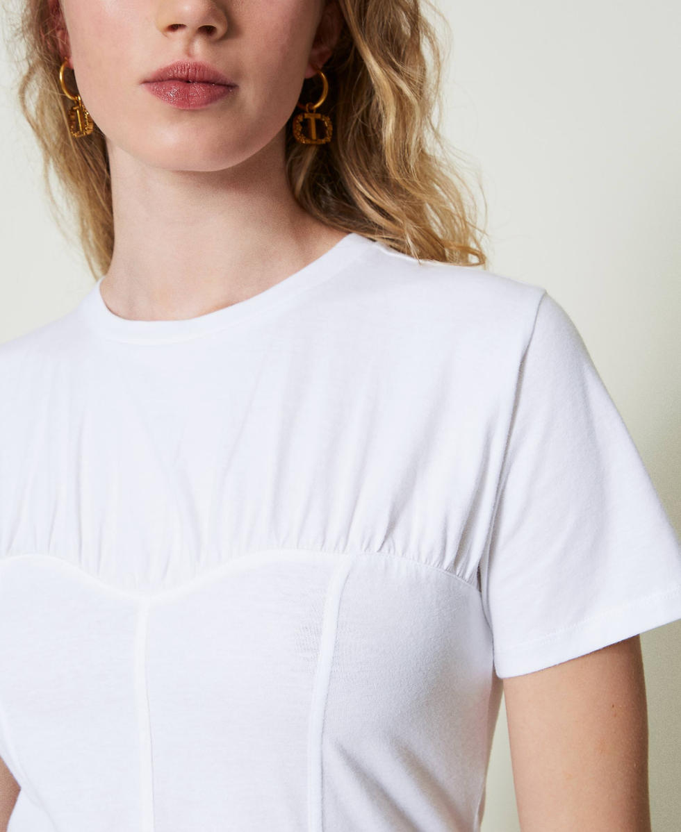 T shirt avec construction bustier Femme Blanc TWINSET Milano