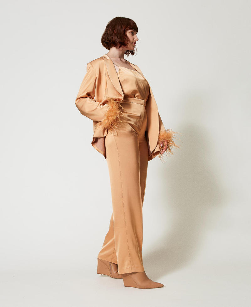 Pantal&oacute;n de raso de pernera recta Naranja &laquo;Bubbly&raquo; Mujer 242TP2451_11751_02