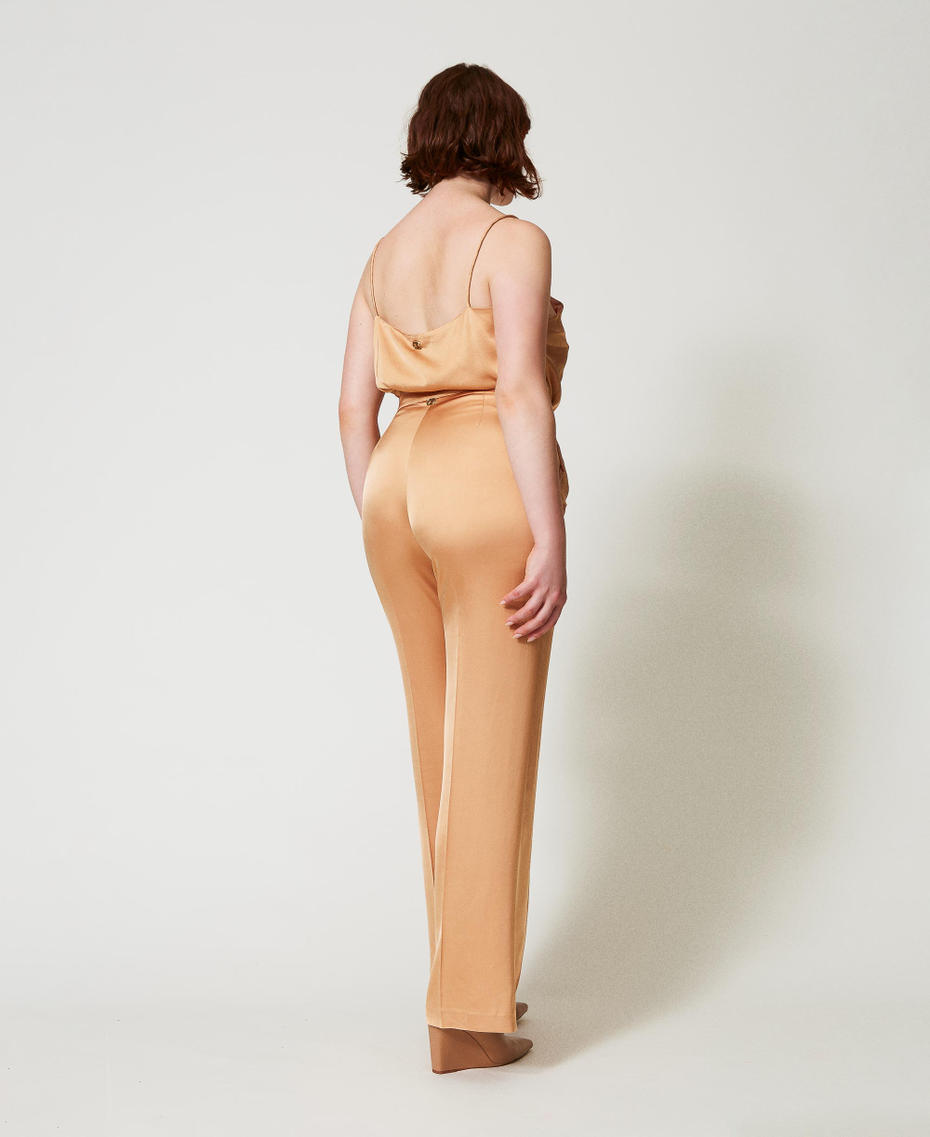 Satin straight leg trousers Bubbly Orange Woman 242TP2451_11751_03