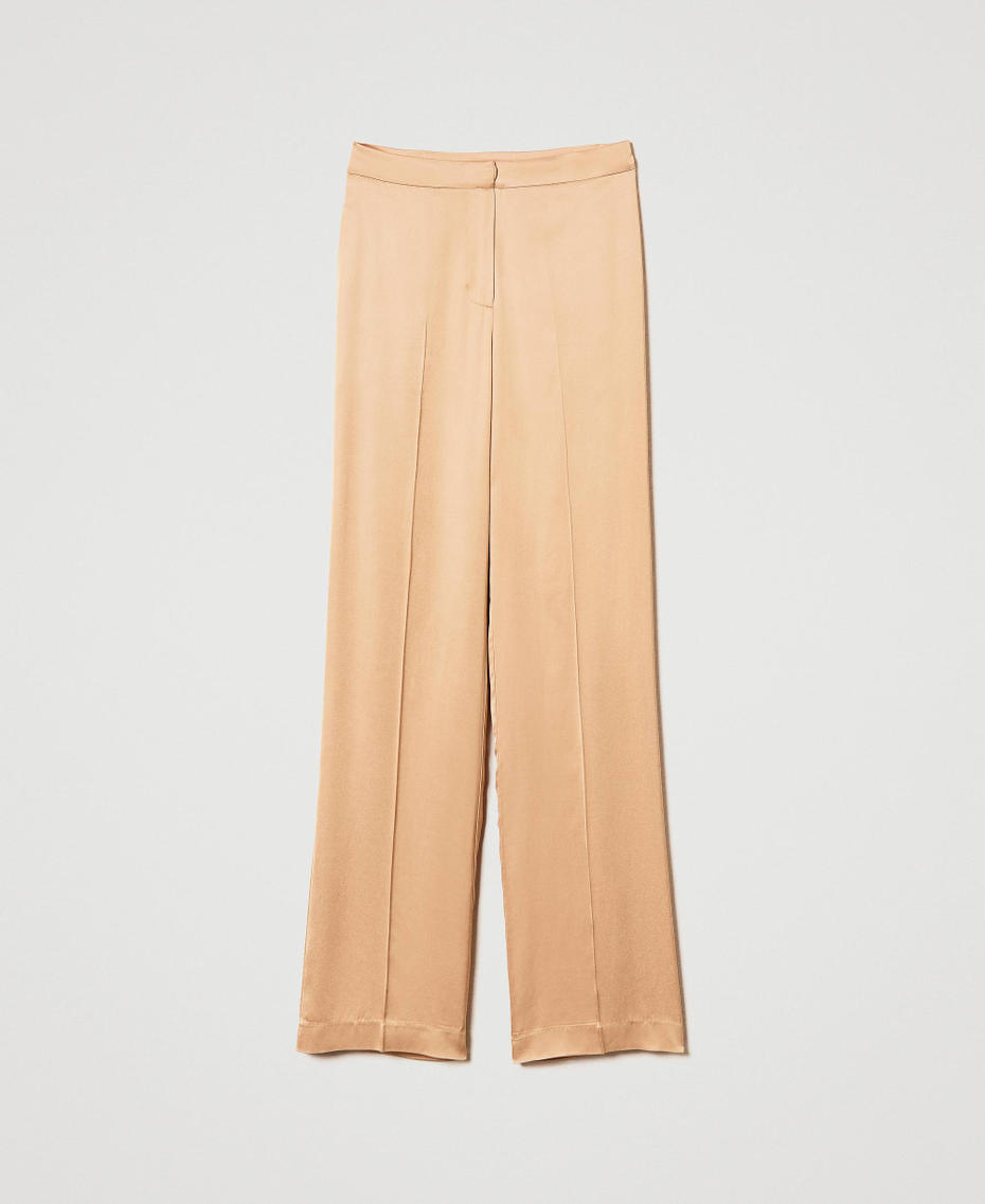 Pantal&oacute;n de raso de pernera recta Naranja &laquo;Bubbly&raquo; Mujer 242TP2451_11751_S0