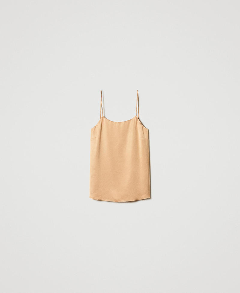 Top in raso con scollo dritto
