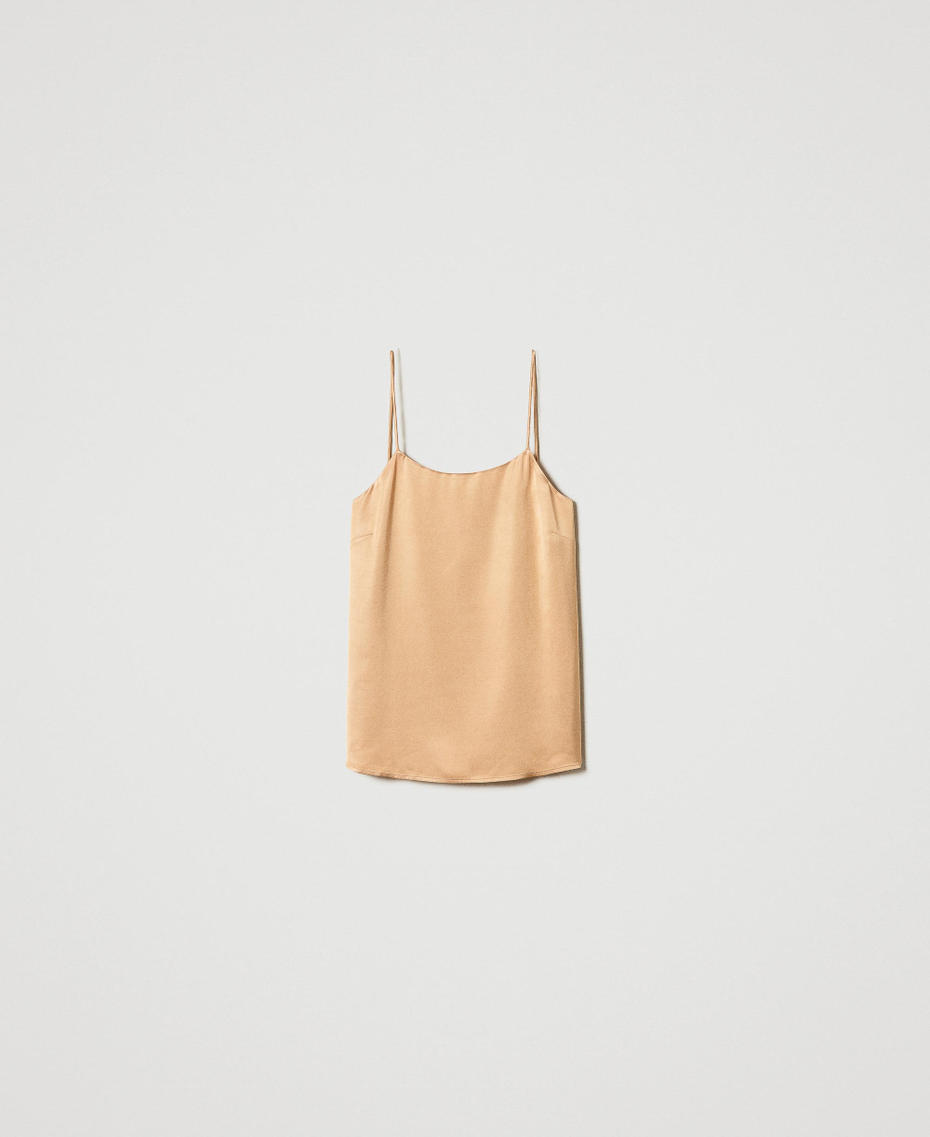 Top in raso con scollo dritto