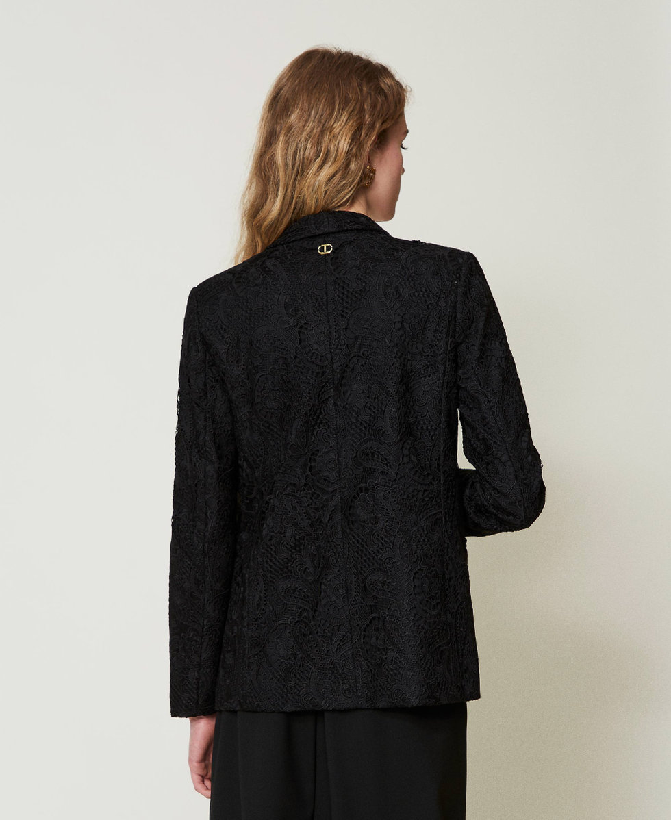 Macram&eacute; lace blazer Black Woman 242TP2460_00006_03