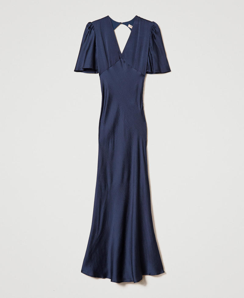 Long hammered satin dress Indigo Woman 242TP2475_00384_S0