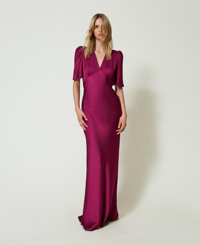 Long hammered satin dress “Red Plum” Purple Woman 242TP2475_05245_01