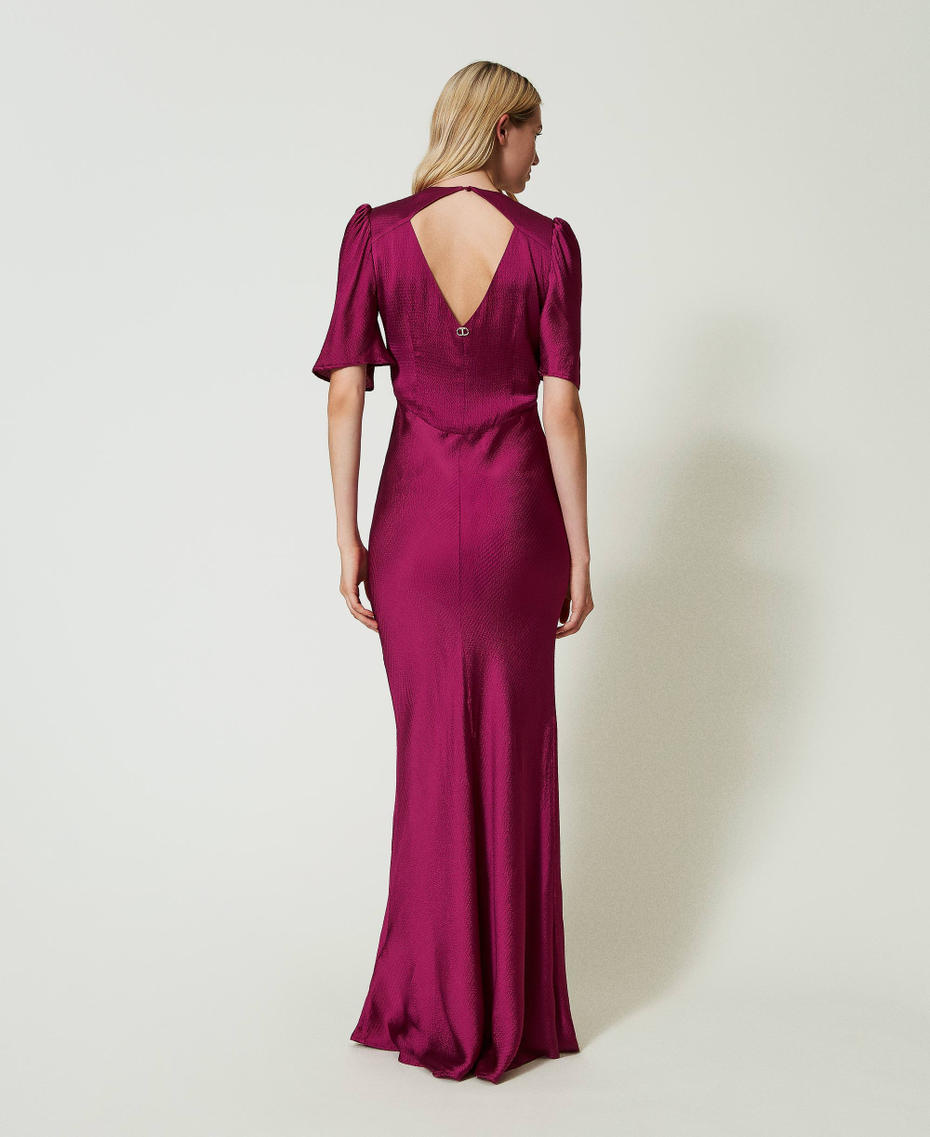 Long hammered satin dress &ldquo;Red Plum&rdquo; Purple Woman 242TP2475_05245_03