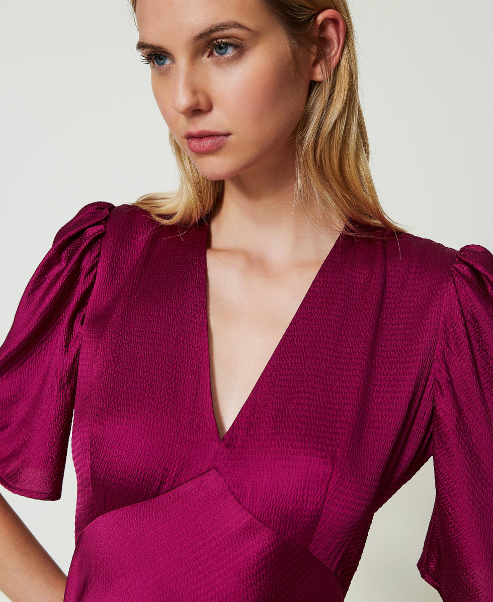 Long hammered satin dress &ldquo;Red Plum&rdquo; Purple Woman 242TP2475_05245_04