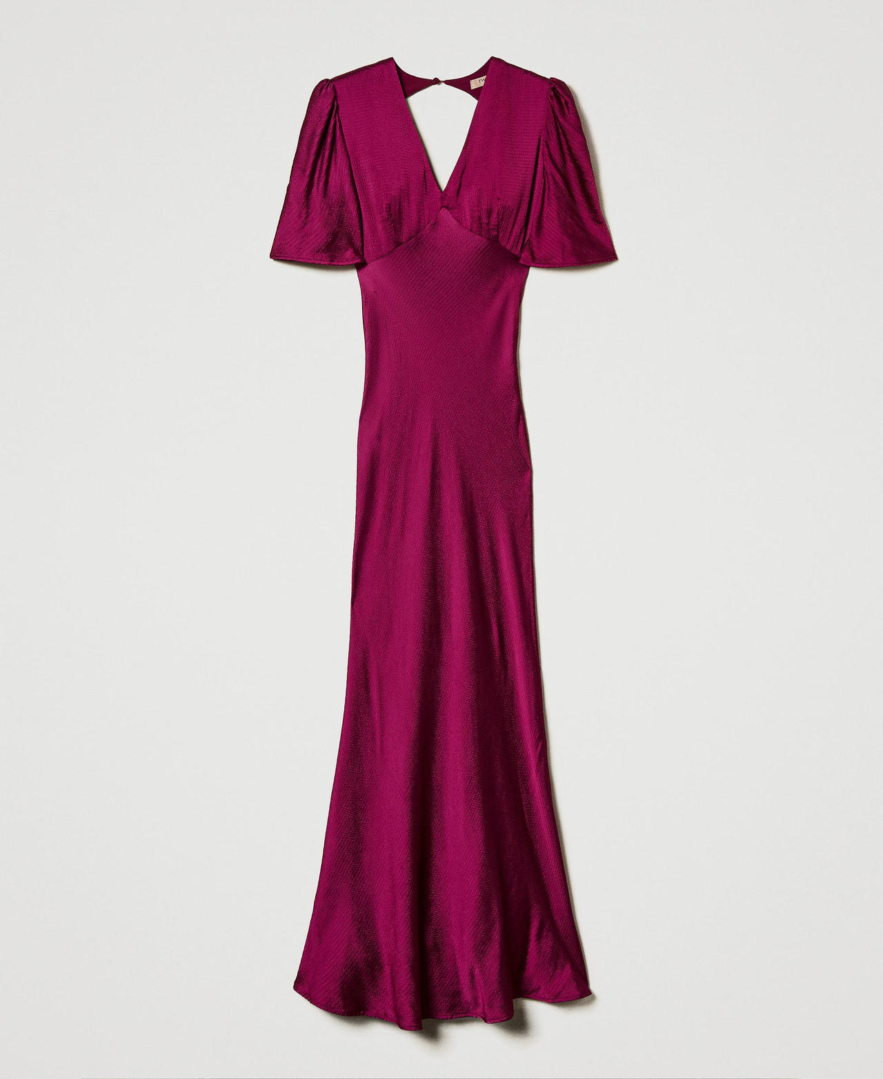 Long hammered satin dress “Red Plum” Purple Woman 242TP2475_05245_0S