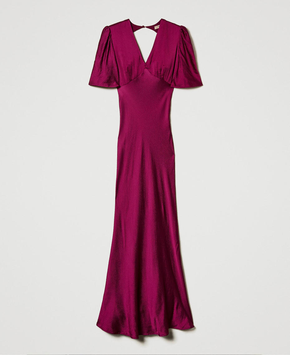 Long hammered satin dress “Red Plum” Purple Woman 242TP2475_05245_S0