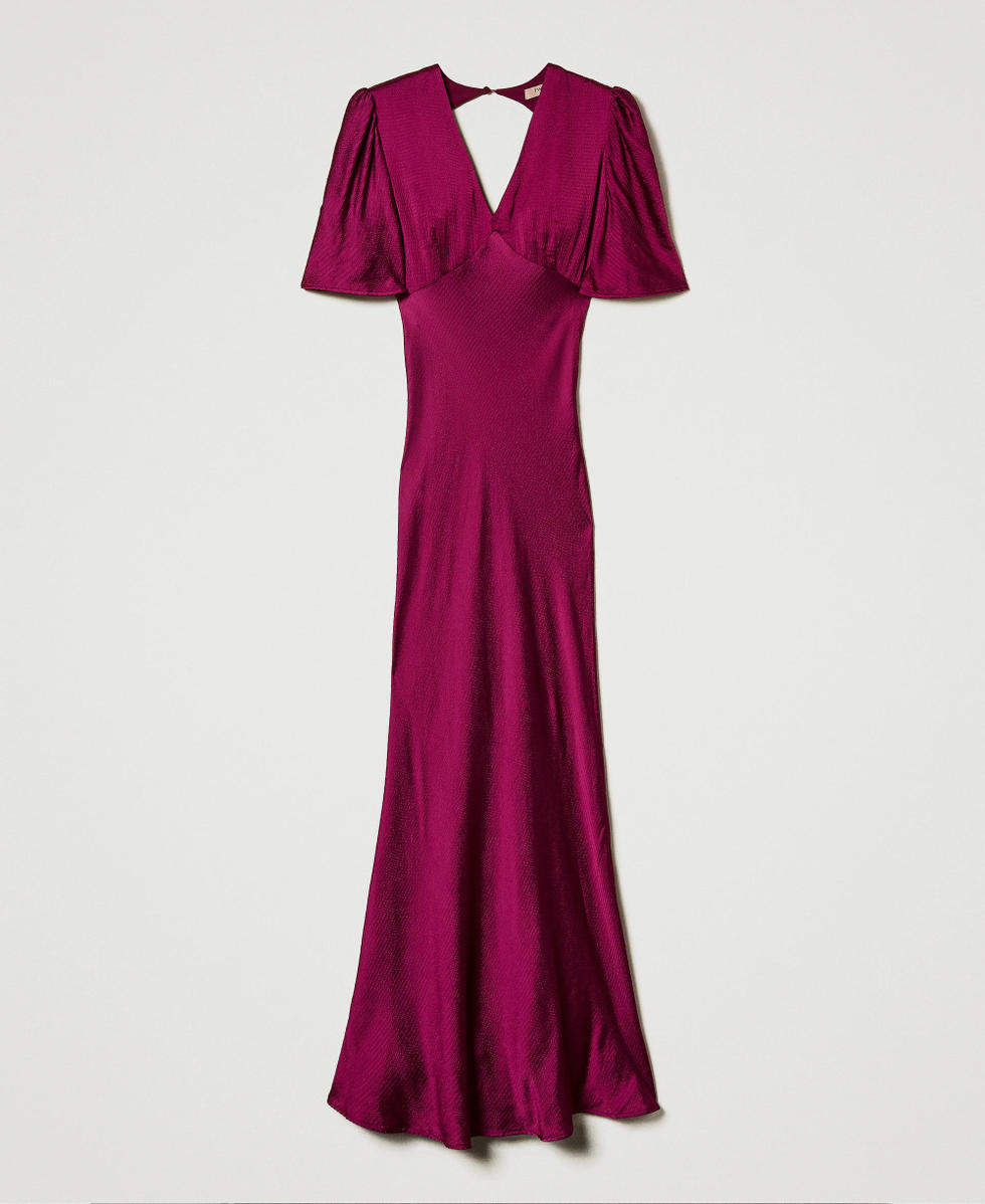 Long hammered satin dress &ldquo;Red Plum&rdquo; Purple Woman 242TP2475_05245_S0