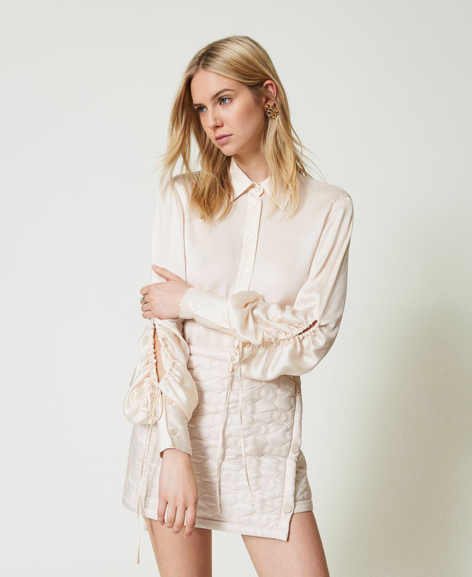 Hammered satin shirt with cut-out Old White Woman 242TP2477_11748_04