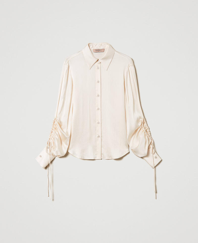Hammered satin shirt with cut-out Old White Woman 242TP2477_11748_S0