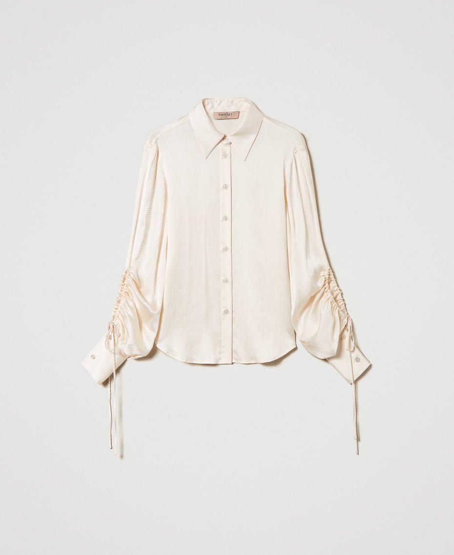 Hammered satin shirt with cut-out Old White Woman 242TP2477_11748_S0