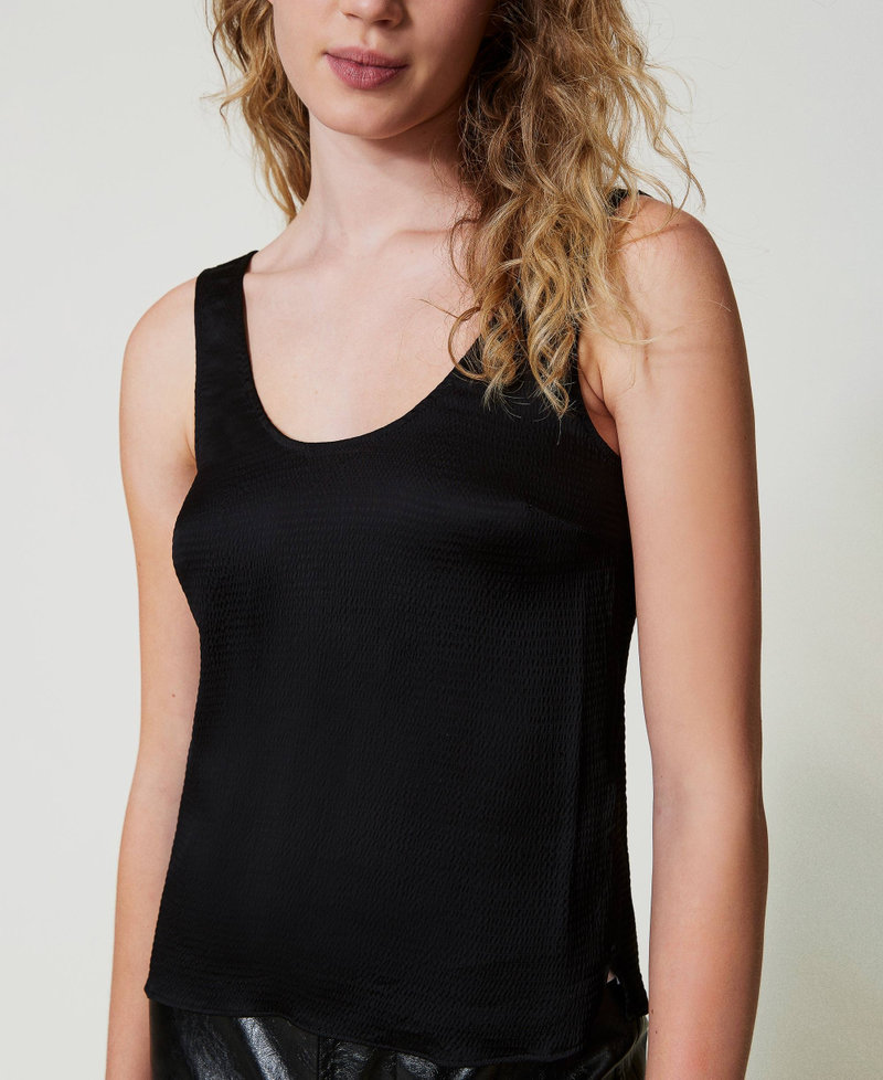 Hammered satin top Black Woman 242TP2478_00006_04