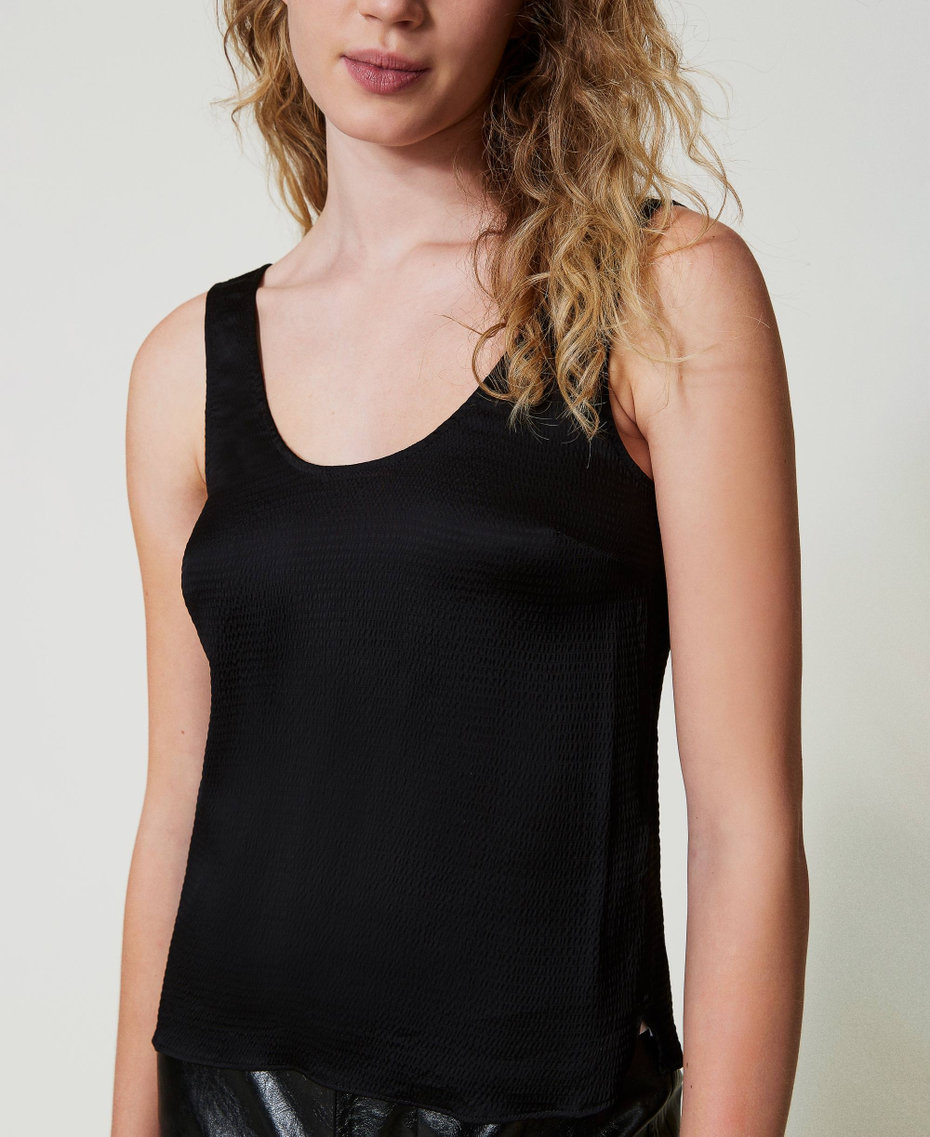 Hammered satin top Black Woman 242TP2478_00006_04
