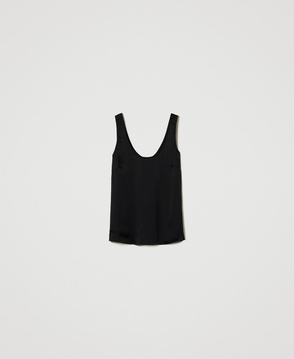 Hammered satin top Black Woman 242TP2478_00006_S0