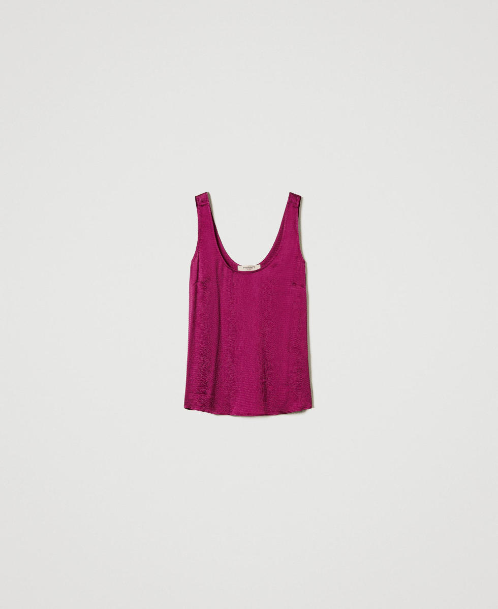 Top aus texturiertem Satin &bdquo;Red Plum&ldquo;-Violett Frau 242TP2478_05245_S0