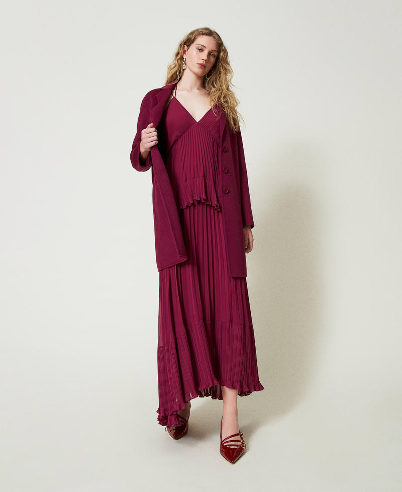 Long pleated georgette dress &ldquo;Red Plum&rdquo; Purple Woman 242TP2481_05245_T0