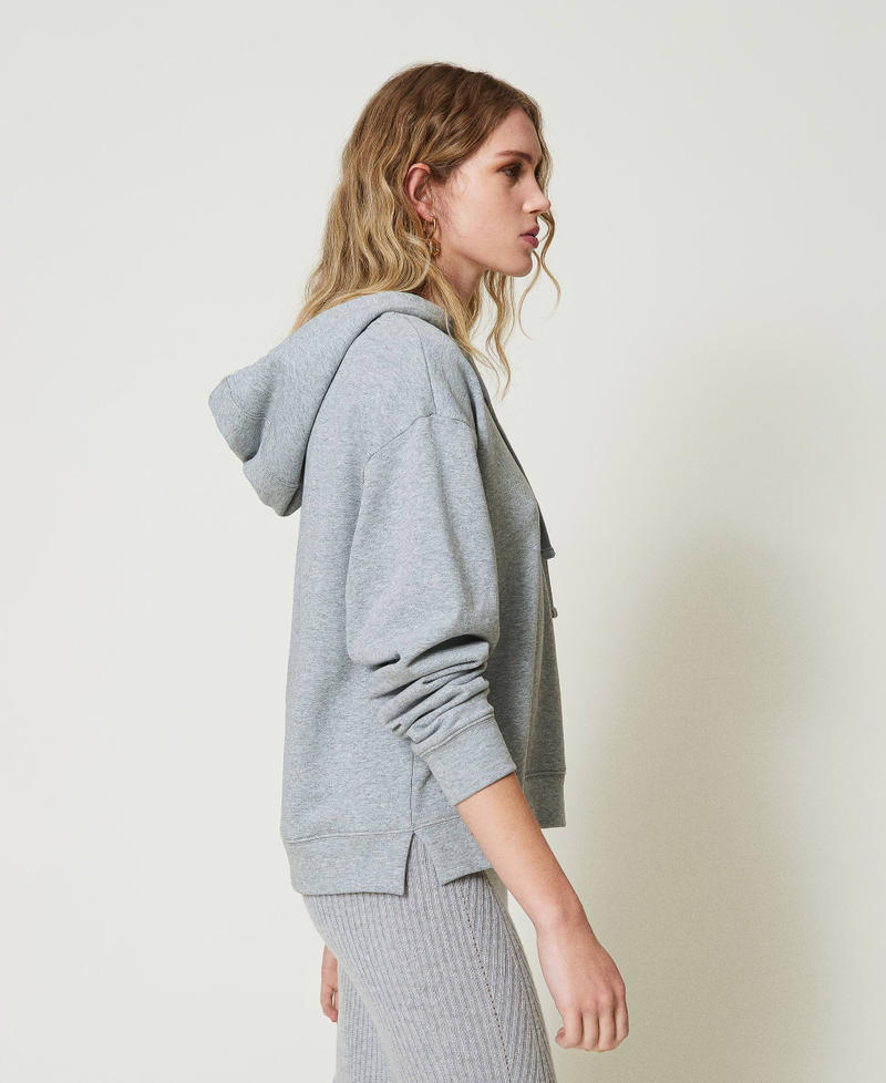 Oversized hoodie with Oval T charm Medium Gray Mélange Woman 242TP2490_0082M_02