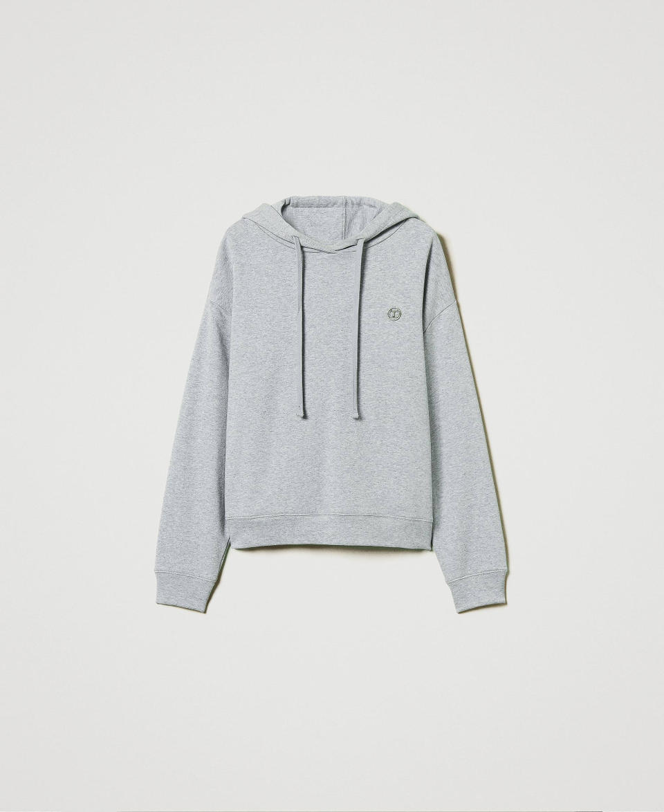 Oversized hoodie with Oval T charm Medium Gray Mélange Woman 242TP2490_0082M_S0