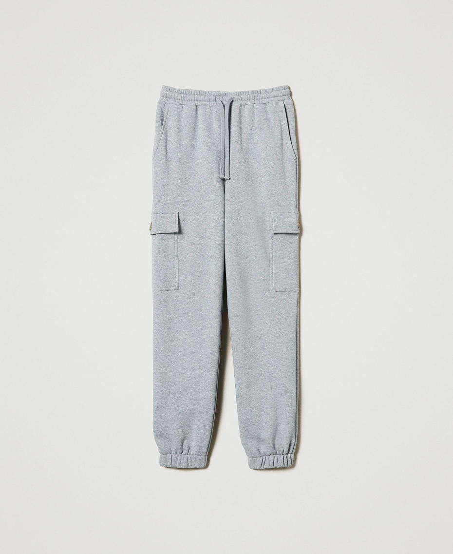 Plush fabric joggers with Oval T Medium Gray Mélange Woman 242TP2491_0082M_S0