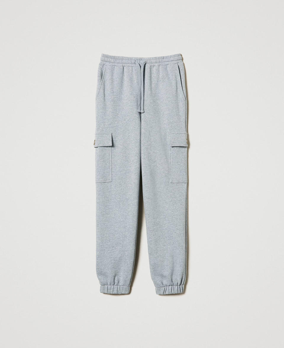 Plush fabric joggers with Oval T Medium Gray Mélange Woman 242TP2491_0082M_0S