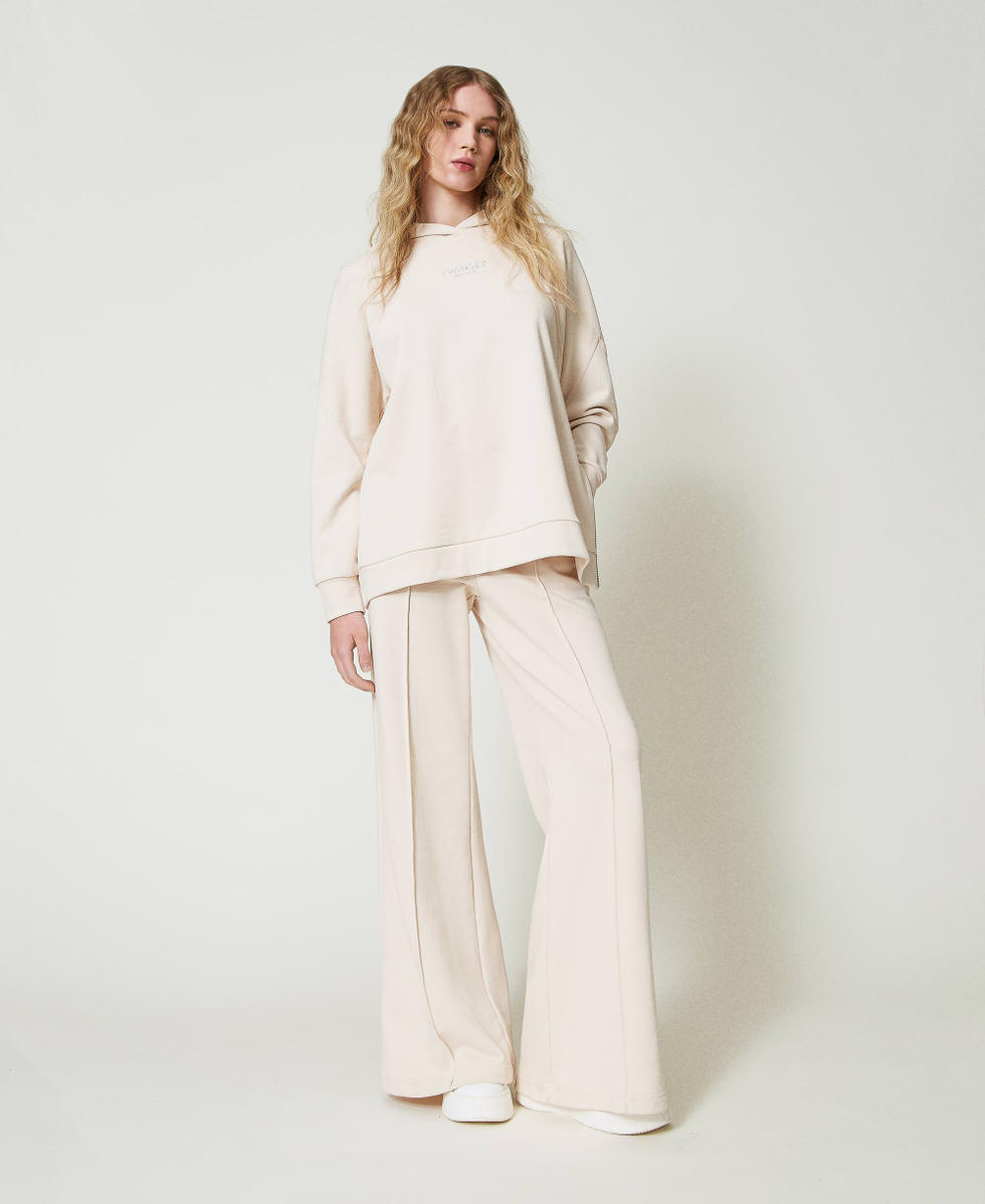 Pantal&oacute;n palazzo de felpa Blanco &laquo;Old White&raquo; Mujer 242TP2492_11748_01