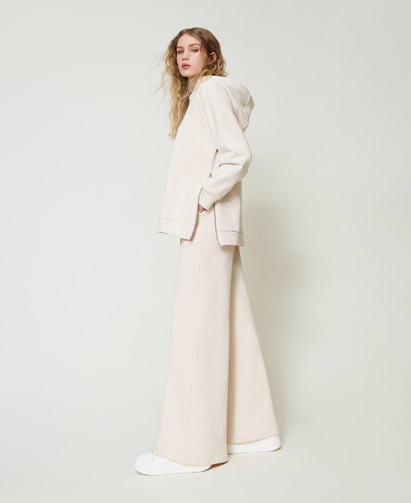 Plush fabric palazzo trousers
