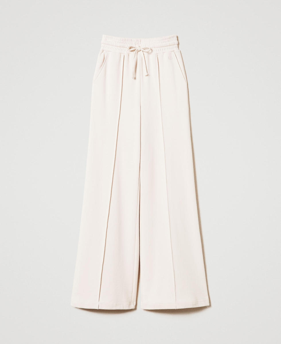 Pantal&oacute;n palazzo de felpa Blanco &laquo;Old White&raquo; Mujer 242TP2492_11748_S0