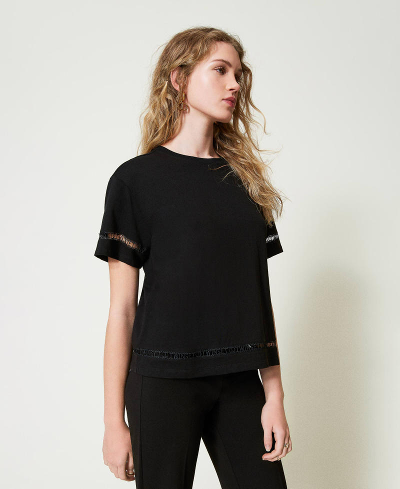 Regular fit T-shirt with embroidered logo Black Woman 242TP2501_00006_02