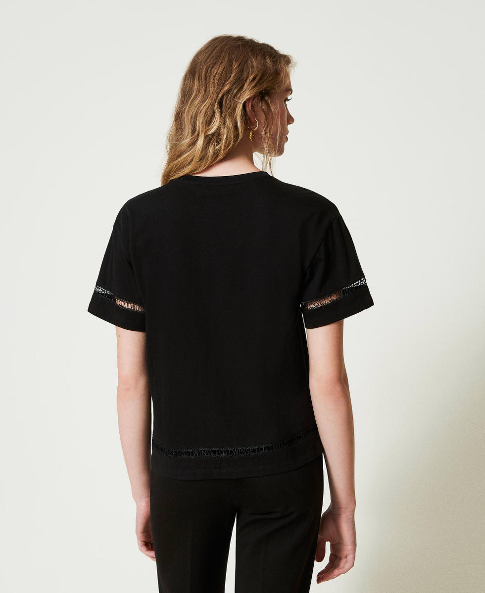 T-shirt regular avec logo brod&eacute; Noir Femme 242TP2501_00006_03