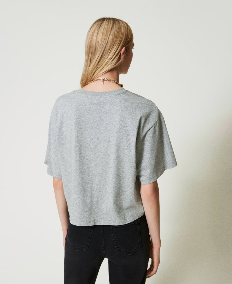 T-shirt chiné avec Oval T Gris moyen chiné Femme 242TP2521_0082M_03