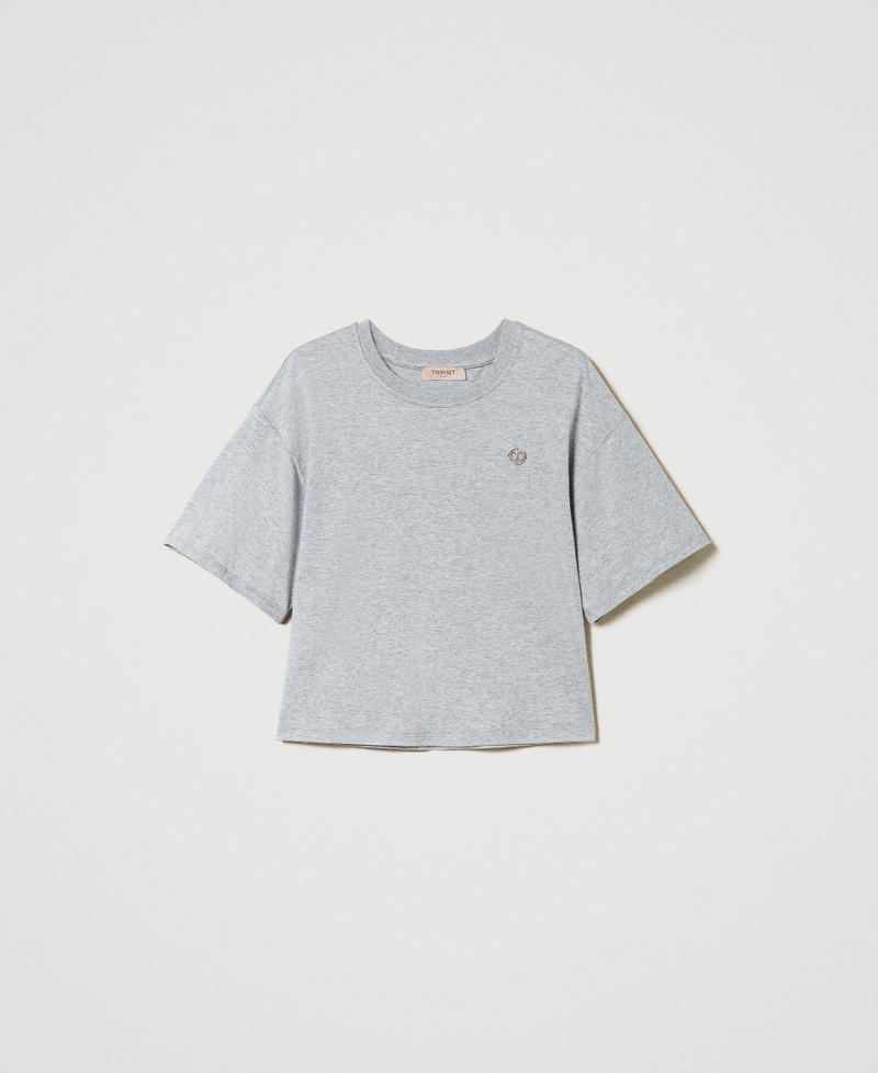 Mottled T-shirt with Oval T Medium Gray Mélange Woman 242TP2521-0S