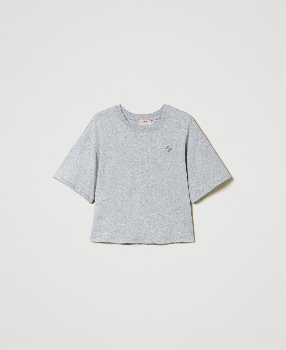 T-shirt chiné avec Oval T Gris moyen chiné Femme 242TP2521_0082M_S0