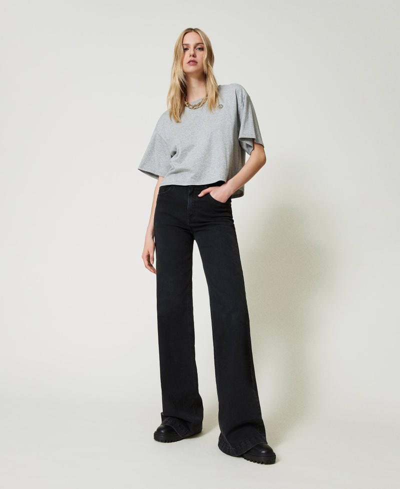 T-shirt chiné avec Oval T Gris moyen chiné Femme 242TP2521_0082M_T0