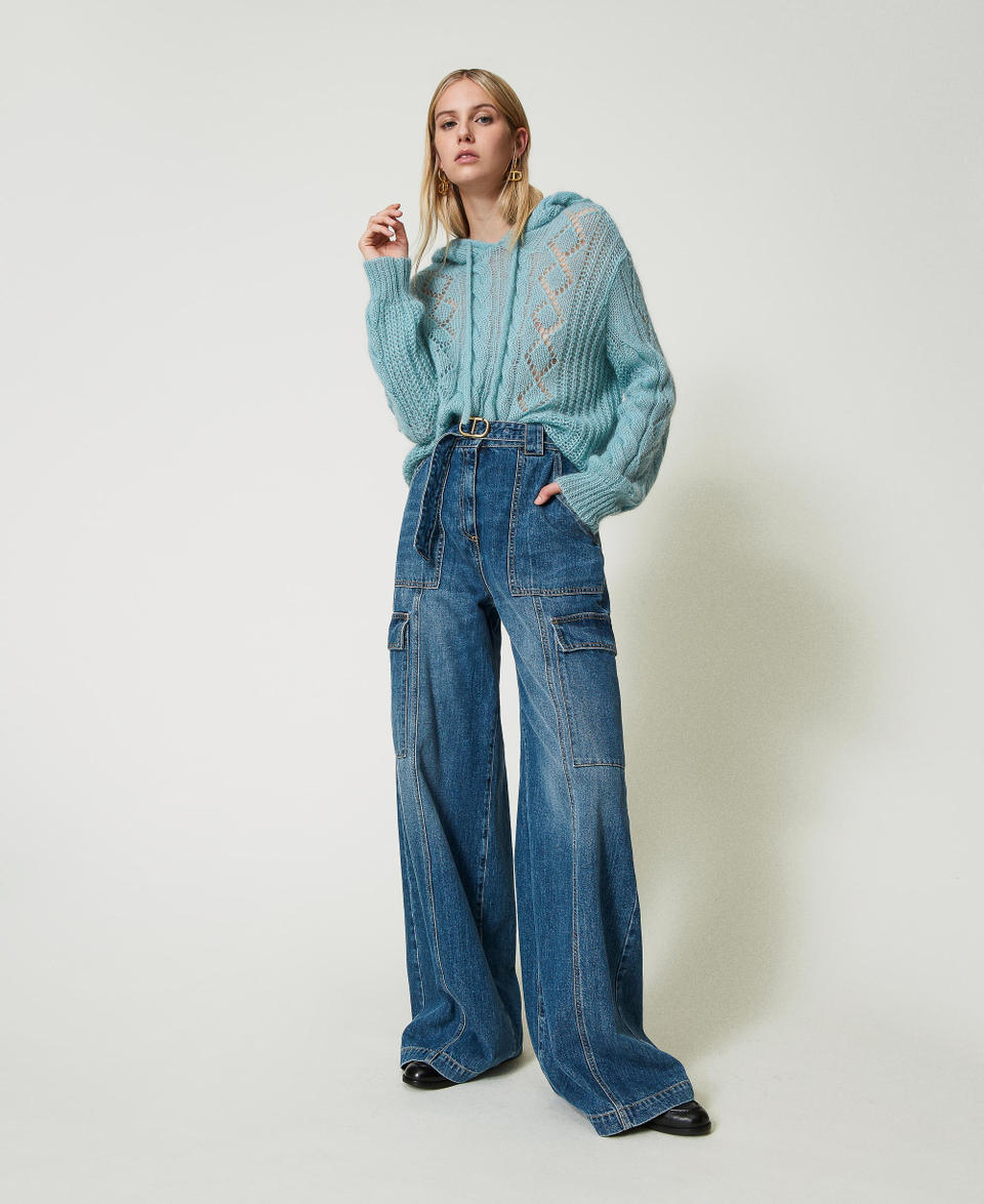 Twin Set Jeans cargo a vita alta con cintura