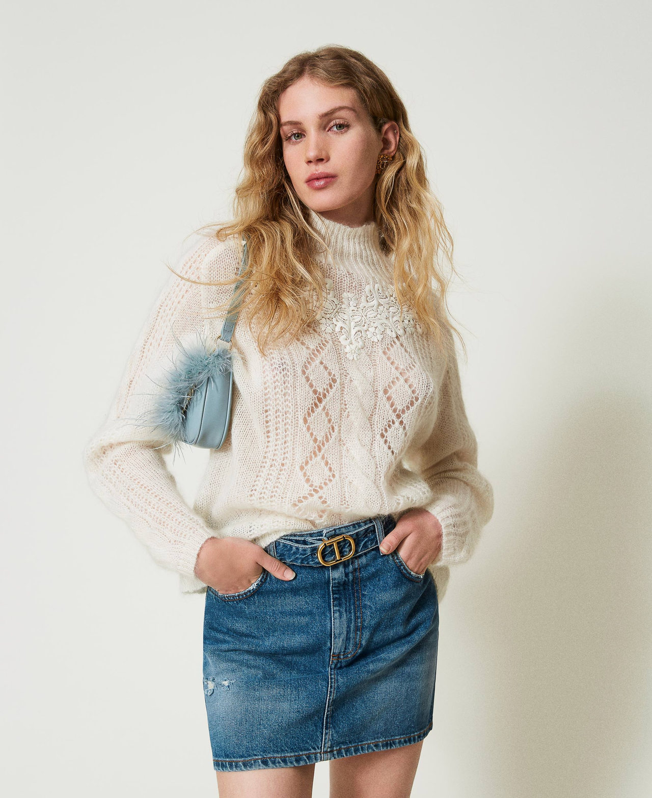 Minigonna in jeans con cintura Denim Donna 242TP2561_00078_01